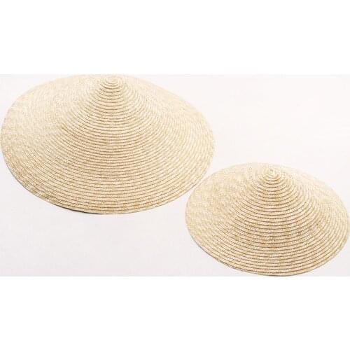 Natural Wheat Straw Hat With Windproof Rope Parent-child Fashion Stage Catwalk Wide Brim 25CM Bucket Hat Travel Summer Beach Hat
