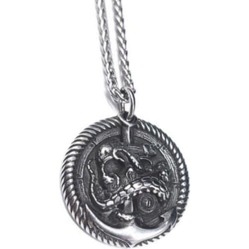 New Retro Viking Anchor Pattern Pendant Necklace Mens Punk Rock Motorcycle Necklace Jewelry