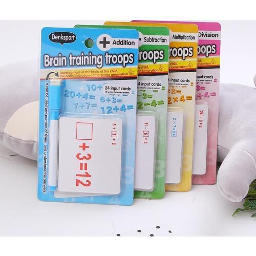 Child learning toy educational flash math teach cards of addition subtraction multiplication division 54pcs set school supplie