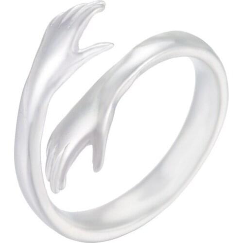 Oly2u New Fashion Hot Sale Double Layer Give Me A Hug Hand Open Adjustable Finger Rings for Women Wedding Ring SYJZ123
