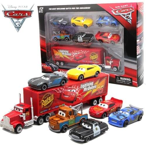 Original Disney Pixar Car 3 Lightning McQueen Jackson Storm Mack Uncle Truck Set 1:55 Diecast Metal Car Model Toy Christmas Gift
