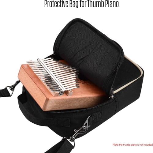 Portable Kalimba Storage Bag Waterproof Fabric Multi-Functional Thumb Piano Case Bag Mbira Gig Bag with Strap Brown for Square