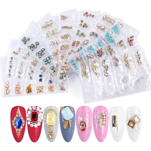 Mix Designs Alloy Nail Art Decorations Colorful AB Crystal Rhinestones For Nails DIY Retro Jewelry Diamonds Charm Nail Ornaments
