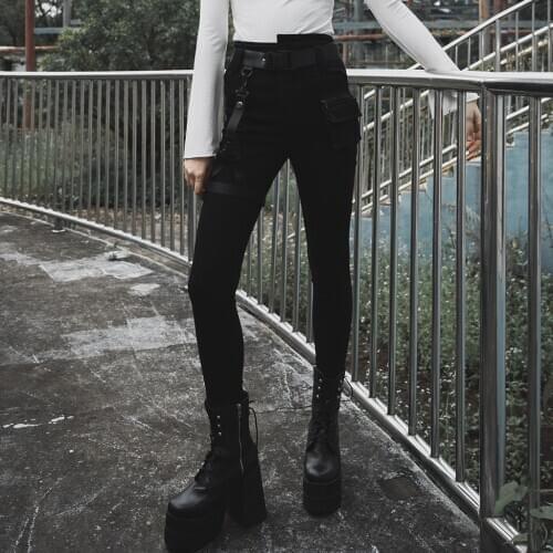 Женские зауженные джинсы PUNK RAVE China At AliExpress