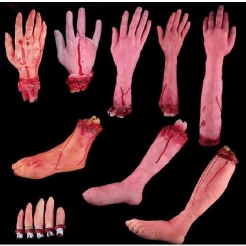 Halloween Horror Decoration Broken Finger Hand Bloody Props Scary Fake Leg Foot Brain Heart Halloween Prop Supplies