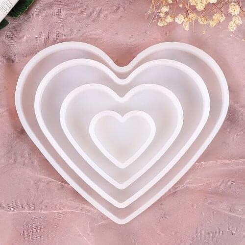Silicone Heart Tray Casting Epoxy Molds For DIY Resin Tray Coaster Jewelry Findings Tools Uv Epoxy Mould Handmade Craft Making