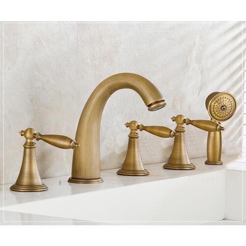 Five-piece Bathtub Faucet Full Five-hole Separation Split Bath Tub Hot and Cold Water Mixer with Hand Shower BF1015