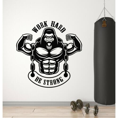 Home Gym Vinyl Wall Decal Fitness Club Gym Window Decals Motivational Sport Gorilla Art Mural For Boys Room Home Bedroom Decor
