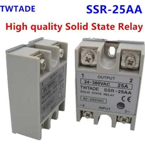TWTADE/ High-quality Single Phase Solid State Relay SSR-25AA 25A Module 24-380VAC TO 80-250VAC SSR 25AA Solid State Relay