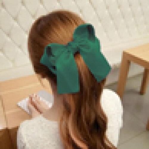 Women Fashion Korean Satin Ribbon Bowknot Hair Clips Barrette Ponytail Holder