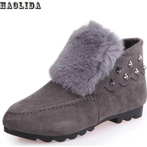 2017 Fashion Winter Women Snow Boots Cashmere Female Short Canister Boots Rabbit Thickened Students Warm Shoes Antiskid Boots