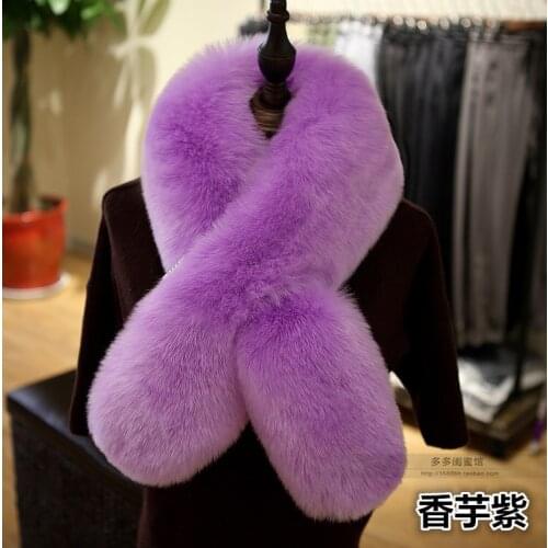 Winter women super warm faux rabbit fur crossover scarf long faux fox fur scarf south korean cute fashion sweet fur muffler