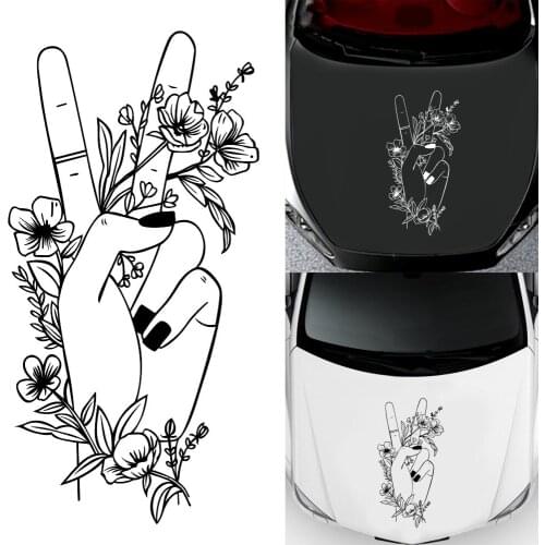 1PCS Interesting henna decoration cars stickers creative flower head cover truck motorcycle vinyl decals car accessories