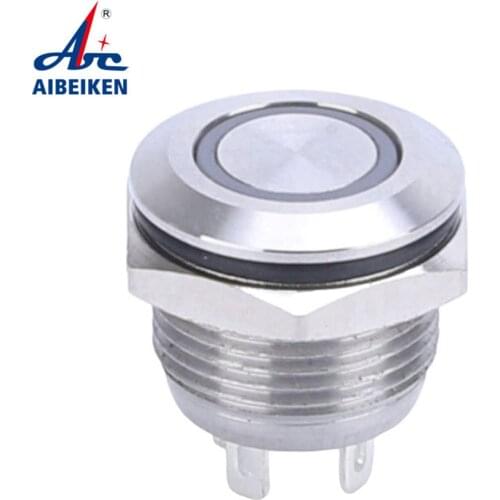 12/16mm Momentary Reset DIY Ultrathin Lamp Waterproof IP65 Touch With Light Short Metal Push Button Switch