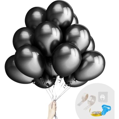 12inch Black Balloons Latex Party Balloons Helium Round Wedding Birthday Bridal Baby Shower Graduation Anniversary Decorations