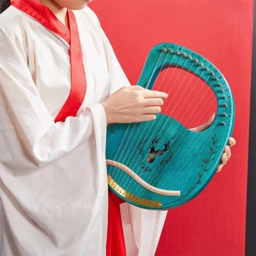 16-String Wooden Lyre Harp Resonance Box String Instrument with Tuning Wrench 3pcs Picks Stringed instruments