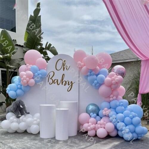 180Pcs Macaron Blue Pink Wedding Balloon Garland Arch Kit Chrome Rose Gold Latex Balloon Set Birthday Wedding Party Supplies