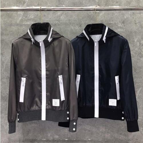 2021 Fashion TB THOM Brand Jacket Men Cardigans Clothing Waterproof windproof Sports baseball uniform Spring Autumn Casual Coat