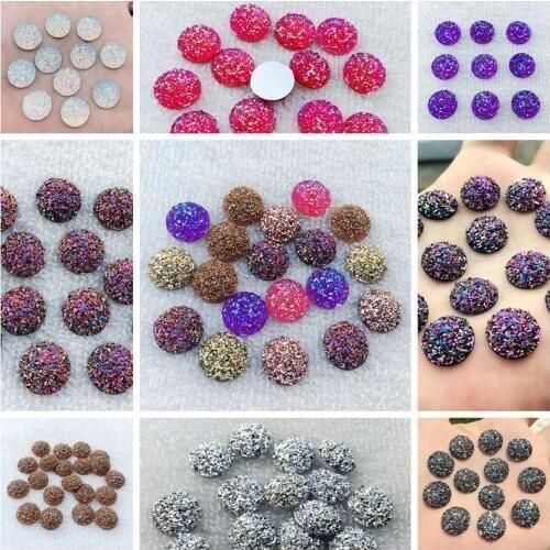 30pcs 14mm Natural ore Style convexity Flat back Resin Rhinestones Cabochons For Bracelet Earrings accessories -HA75
