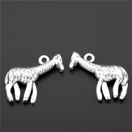 5pcs Silver Color Cute Giraffe Charms Pendant Metal Fit Necklace Bracelet Diy Jewelry Accessory A2656