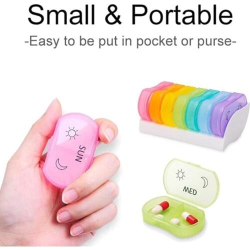 50% Hot Sale Portable Rainbow 7 Days Weekly Pill Medicine Box Drug Storage Case Container