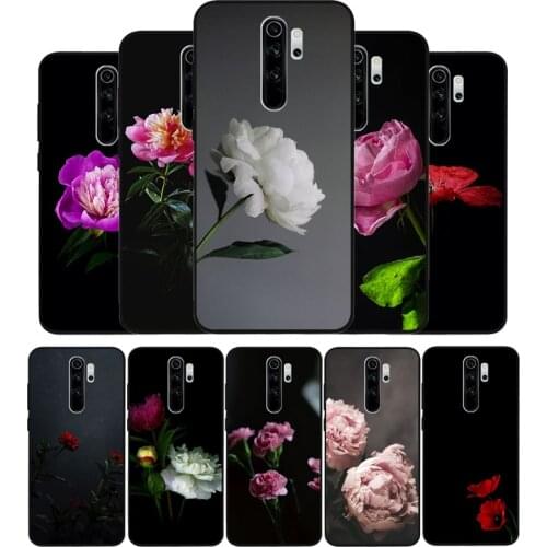 Peonies beautiful flower Black Phone Cover For Xiaomi Redmi note 9S 8T 7 6 5 4 Pro for redmi 4A 4X 5 Plus Soft Silicone Case