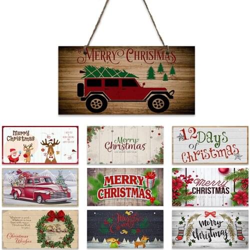 Merry Christmas Wood Signs Winter Wooden Plaque Celebrate The Holiday Hanging Signs Home Wall Decor Ornament Cute Elk Plate