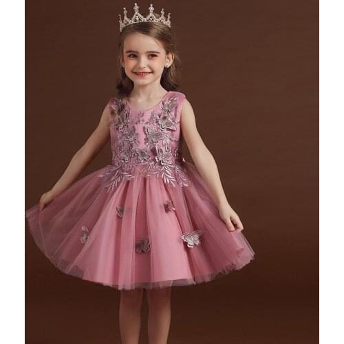 Children Elegant Butterfly Dress Teen Girl Wedding Evening Gown Kids Birthday Party Formal Dresses Girls Prom Boutique Vestidos