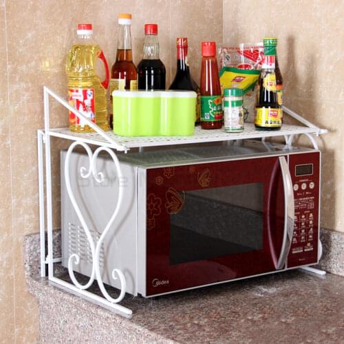 Home Microwave Oven Rack Kitchen Shelf Organizer Stainless Steel Kitchen Storage Rack Over the Oven Shelf Kitchen Tool Organizer