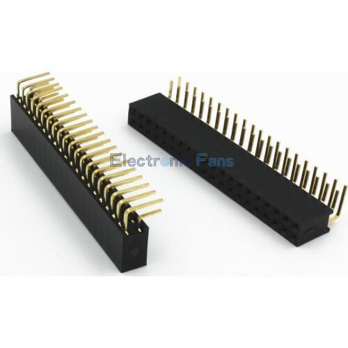 10PCS 2X20Pin 40Pin Double Row Female Right Angle Header Socket Pin Strip 2.54mm