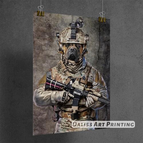 Canvas animal Bullmastiff Elite Soldier Pictures Home Decoration Paintings Poster HD Prints Wall Art Modular Living Room Framed