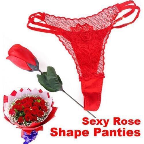 Red Pink black Sexy Lingerie Roses Briefs Love Gifts Charming Womens Sexy Rose Lace V-string G-string Thongs Panties