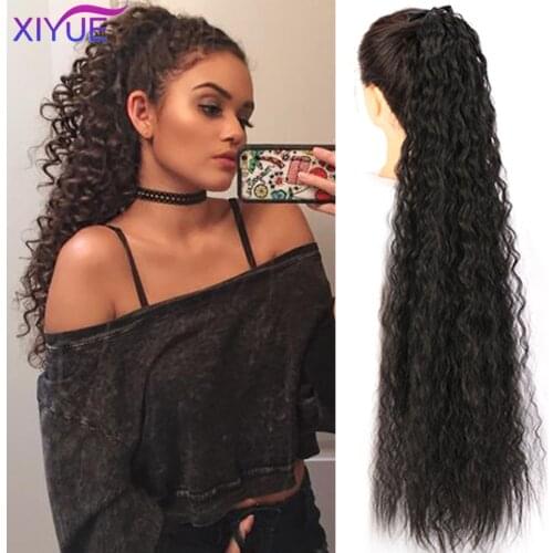 Curly Drawstring Ponytail 9 Colors Synthetic Hairpiece Tail Hair Piece For African Afro Women Fake Bun Clip In Hair Extension