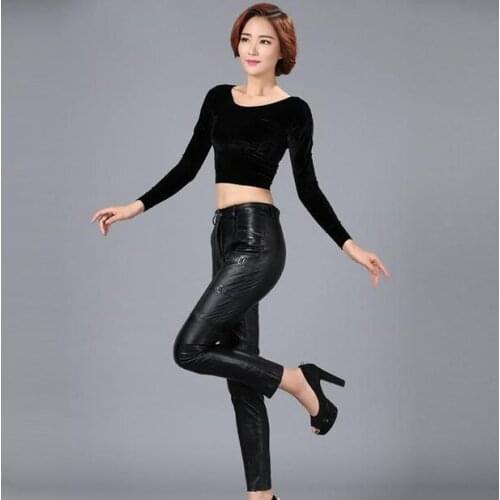 Hot 2020 Spring New Woman Genuine Leather Long Women Fashion Pencil Feet Trousers Female Slim Sheepskin Skinny pants S-5XL