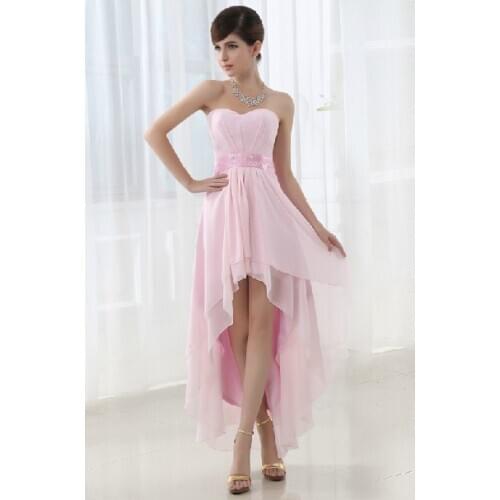 Fashional A-Line Pink Front Short Back Long Graduation Dress Free Shipping Party Evening Dress With Sashes Lace Up