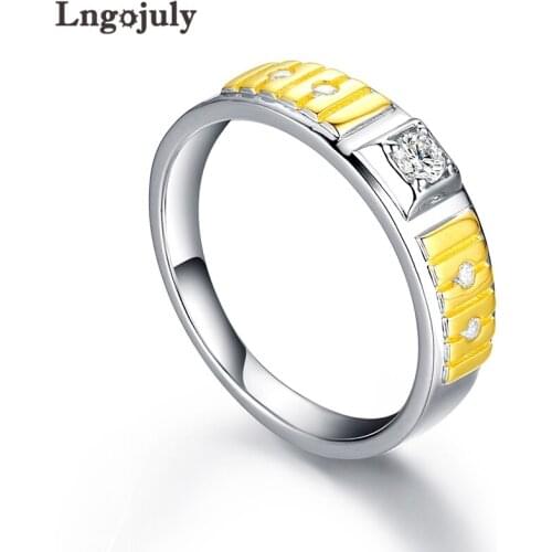 Trendy Men Rhinestone Ring 925 Sterling Silver Zircon Square Ring For Bridegroom Engagement Jewelry Accessories Ring For Party