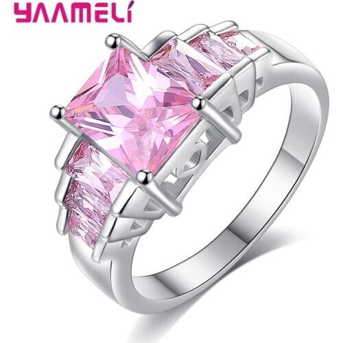 Trendy New Bling CZ Zircon Stone 925 Sterling Silver Band Rings for Women Wedding Engagement Fashion Luxury Jewelry 4 Colors