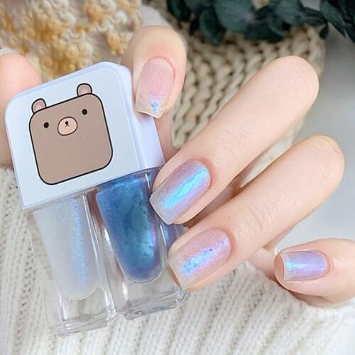 Nail Polish Set Two-Color Combination Sequins Matte Nail Polish Fast Drying Durable Long Lasting Non-Peelable White Red 4Ml