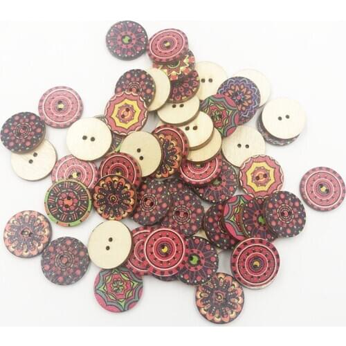 New 50pcs European Style Round Wood Buttons 15mm/20mm/25mm Sewing Mix WB726