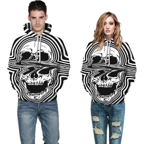 Casual Couple Pullover Halloween Skull 3D Digital Printing Hoodie Autumn Fashion Street Couple Hoodie Personalized Hooded Tops