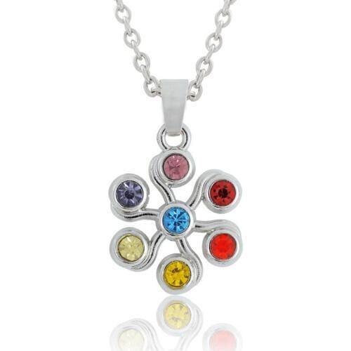 Clear Rhinestone Ferris Wheel Flowers Pendant Necklace Exquisite Colorful Crystal Women Jewelry Gift Wholesale