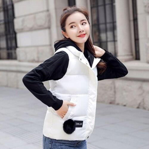 Down Cotton Waistcoat Ladies Autumn Winter 2021 Womens New Thick Solid Color Vest Korean Loose Large Size Waistcoat Coat Female