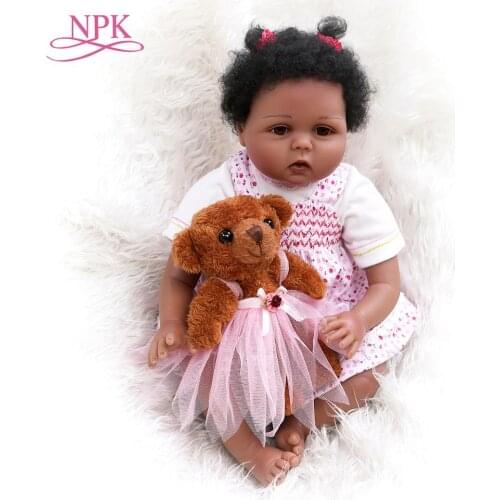 NPK 55CM lifelike soft body 100% handmade detailed painting collectibles art doll reborn doll African American baby