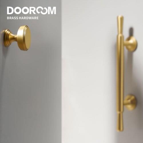 Dooroom Brass Furniture Handles Modern Simple Matt Silver Brass Cupboard Wardrobe Dresser Shoe Box Drawer Cabinet Knobs Pulls