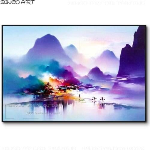 Hand-painted High Quality Impressionist Dream Landscape Oil Painting Beautiful Dream Colors Abstract Purple Landscape Painting