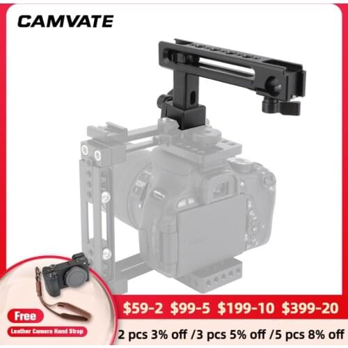 CAMVATE Camera Top Cheese Handgrip With 15mm Single Rod Clamp & Shoe Mounts & Removable NATO Clamp Handle Seat For DSLR Cage Rig
