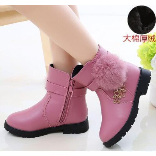 Girls Boots in Autumn Winter 2020 New Han Edition Princess Girl Add Wool Cotton Boots Children Shoes