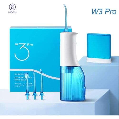 SOOCAS W3 Pro Water Flosser Teeth 4 Type Nozzle Cleaner Oral Irrigator Type-c Rechargeable Cleaner 7 Modes Water Tank Removeable