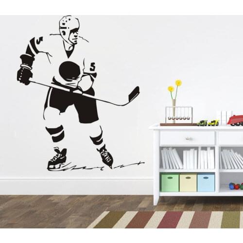 Sport Wall Stickers Ice Hockey Player Removable Vinyl Wall Decal Art Room Decor Living Room Sports Boys Bedroom Decotaion ZA388