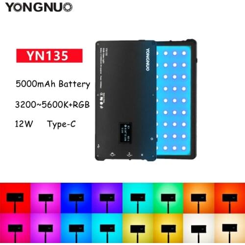 YONGNUO YN135 12W Mini RGB LED Video Pocket Lights Photography studio Lamp Fill Lighting For Makeup Creative Vlog TikTok Youtube